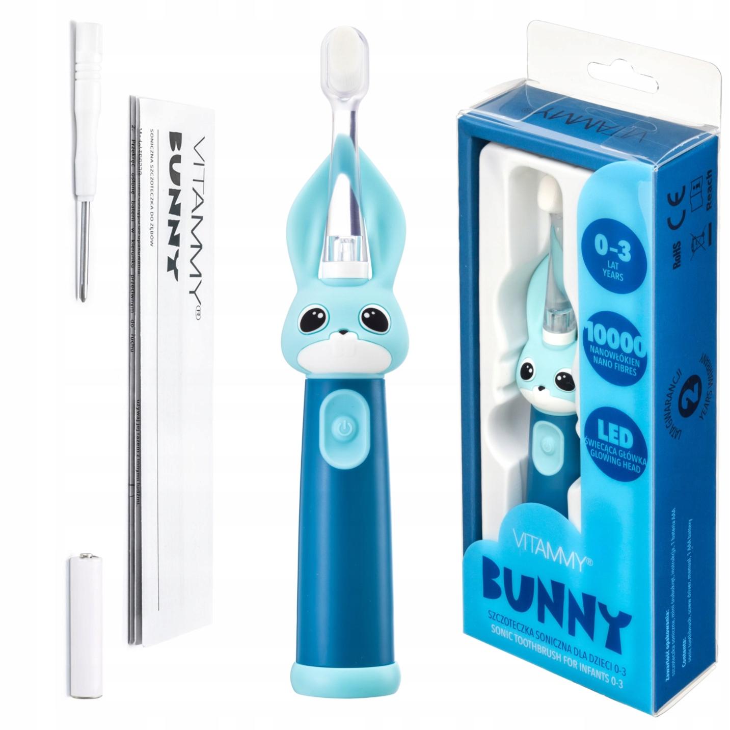 Vitammy SZCZOTECZKA SONICZNA ELEKTRYCZNA DO ZĘBÓW DZIECI 0-3LAT ŚWIATŁO LED
