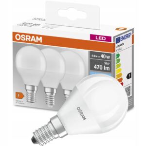 OSRAM 呕ar贸wka LED E14 A60 6W = 40W 470lm 4000K Ciep艂a 360掳 Filament 3-Pak