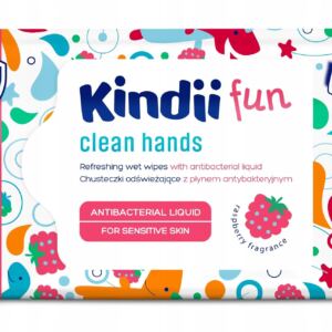 KINDII Chusteczki Nawil偶ane Malinowe Antybakteryjne 60 sztuk