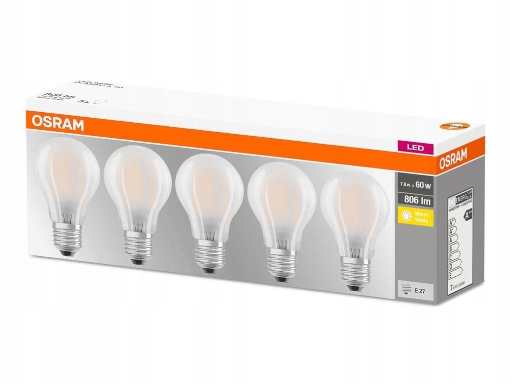 OSRAM 5x Żarówka LED FILAMENT E27 6W = 60W 806lm - obrazek 5