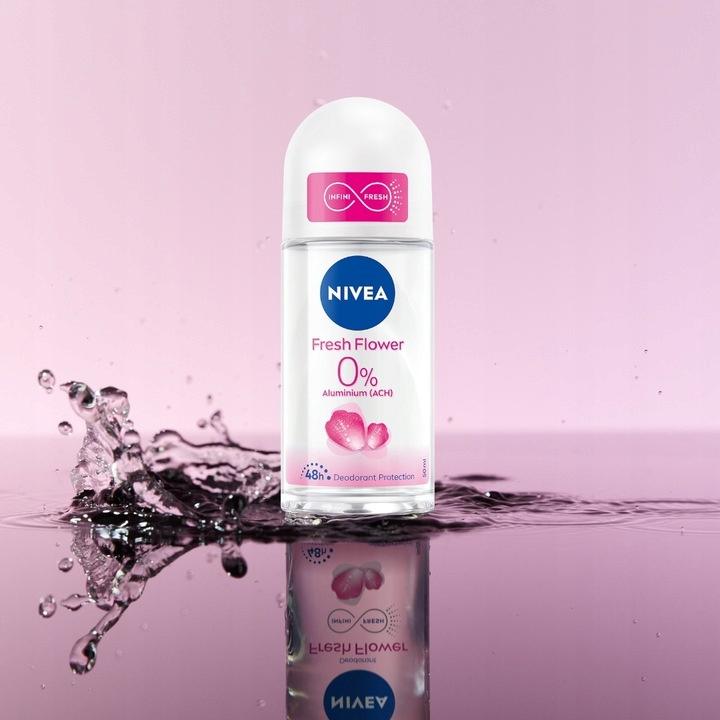 NIVEA FRESH FLOWER 0% SOLI ALUMINIUM ANTYPERSPIRANT ROLL ON 50 ML - obrazek 2