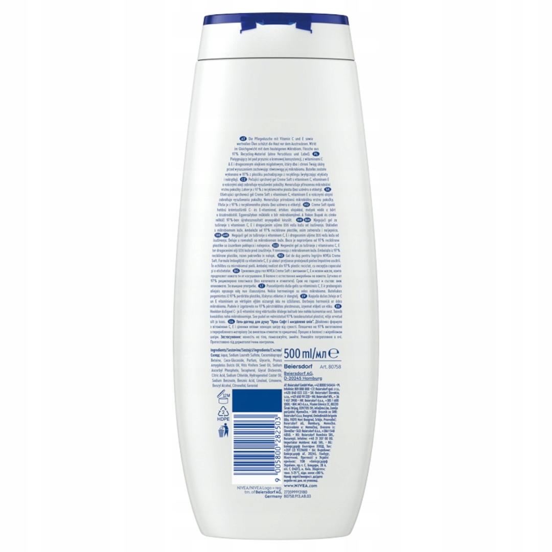NIVEA Kremowy żel pod prysznic Creme Soft 500 ml - obrazek 2