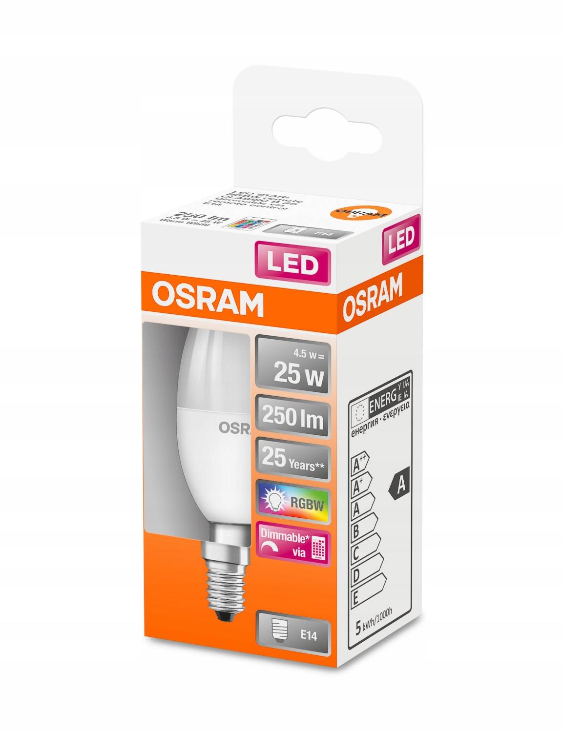 OSRAM Żarówka LED ŚWIECA E14 4,5W = 25W RGBW PILOT - obrazek 7
