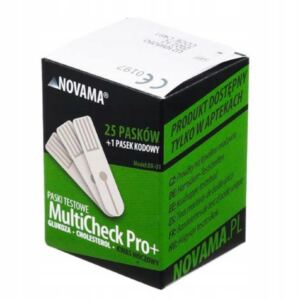 NOVAMA Paski testowe do pomiaru kwasu moczowego MultiCheck Pro+ 25 sztuk