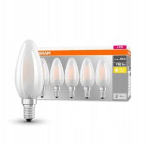 OSRAM 5x Żarówka LED E14 Świeca 4W=40W 470lm