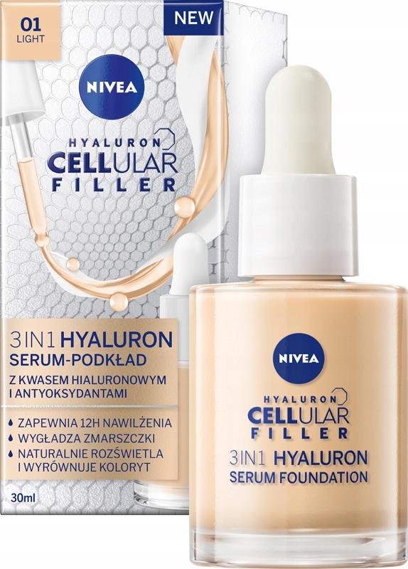 NIVEA HYALURON CELLULAR FILLER 3W1 SERUM-PODKŁAD kolor jasny, 30ml