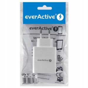 EverActive Ładowarka sieciowa 230V 4 porty USB 5V 5A 25W biała