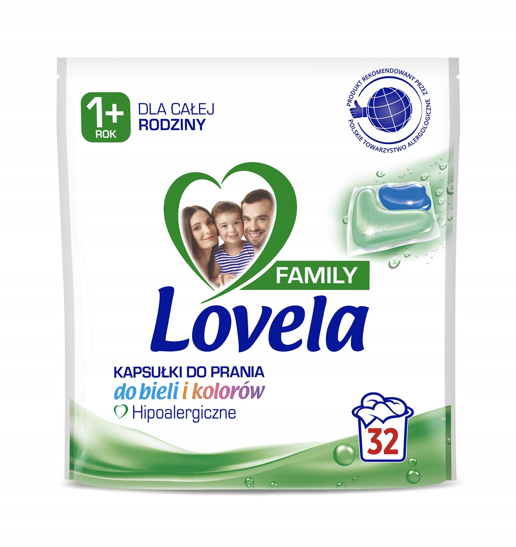 Lovela Family Kapsułki Hipoalergiczne do prania bieli i kolorów 32 sztuki - obrazek 7