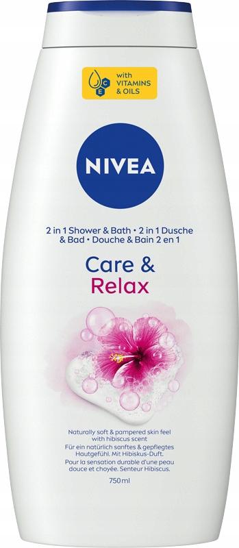 NIVEA PIELĘGNUJĄCY PŁYN DO KĄPIEL I ŻEL POD PRYSZNIC CARE & RELAX 750 ml