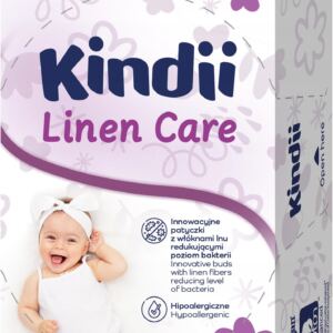 Kindii Linen Care delikatne Patyczki higieniczne dla niemowląt i dzieci 60s