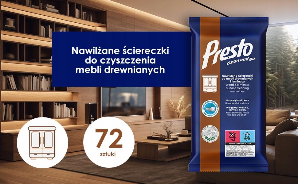 Presto nawilżane ściereczki do mebli drewnianych, 72 szt. - obrazek 4