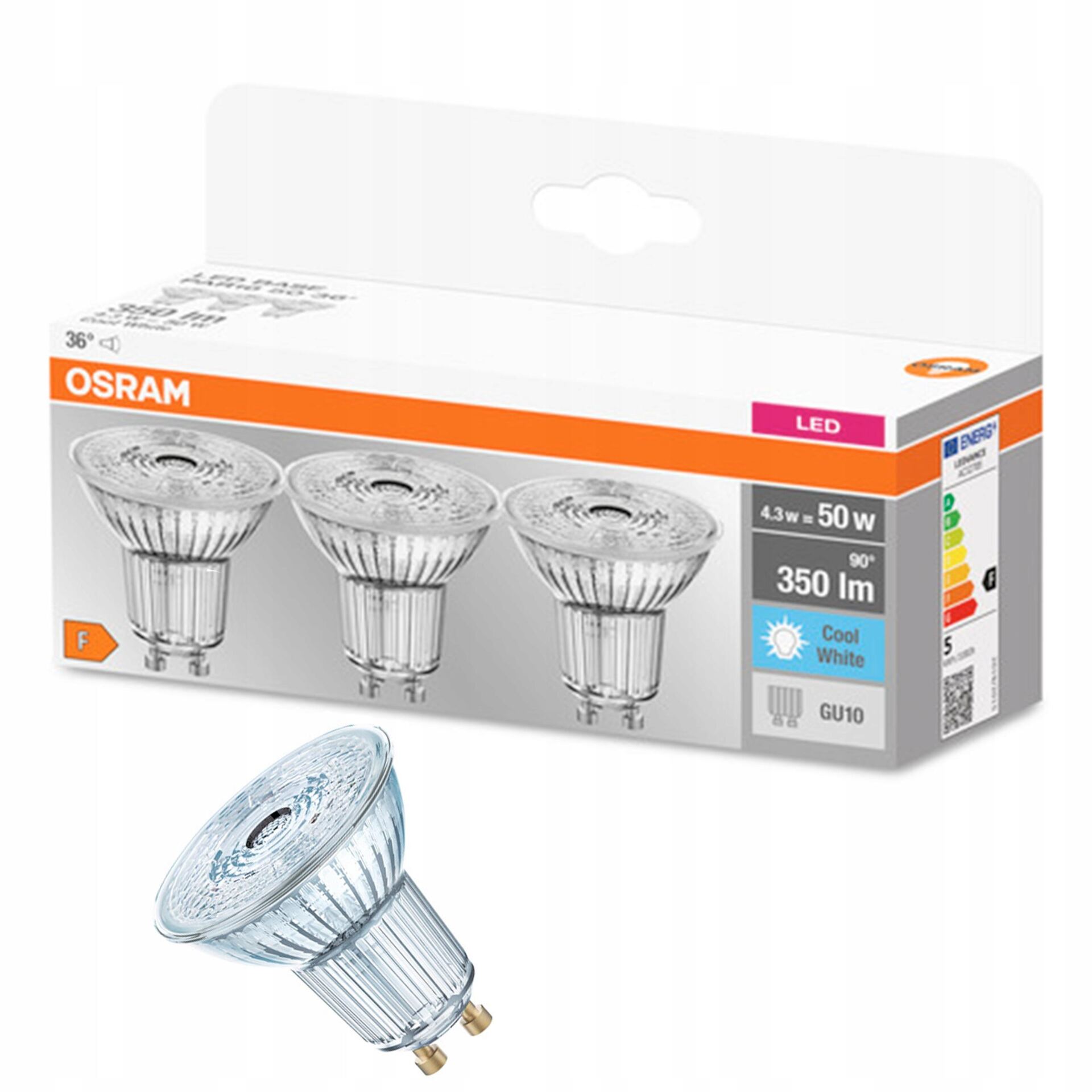 OSRAM ŻARÓWKA LED HALOGEN GU10 4,3W 4000K 3PAK