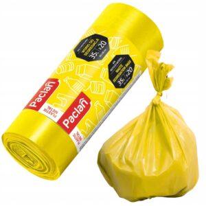 WORKI NA ŚMIECI PACLAN SEGREGACJI PLASTIK METAL 35L 20SZT MOCNE WYTRZYMAŁE