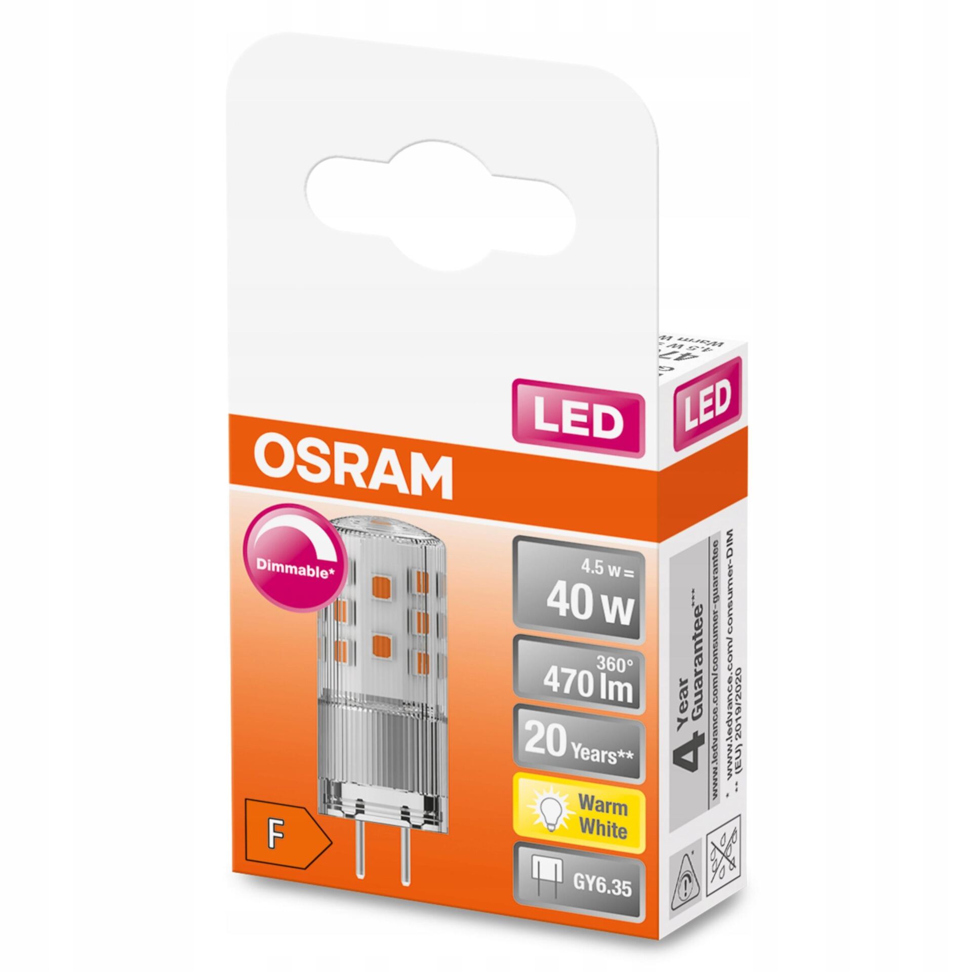 OSRAM Lampa LED PIN 12V DIM GY6.35 2700K 4,5W - obrazek 9