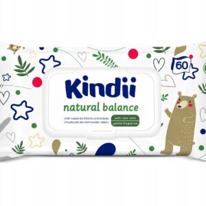 Kindii Natural Balance Chusteczki oczyszczające dla dzieci 60 sztuk