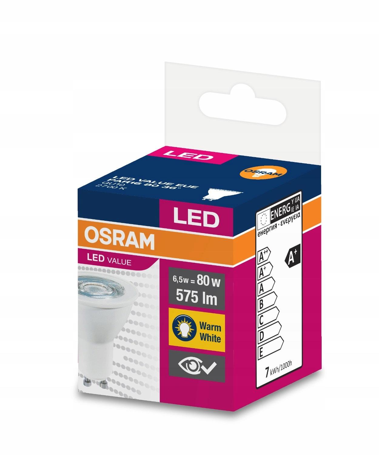 OSRAM Żarówka LED Halogen 6,9W 80W GU10 36s 2700K - obrazek 5