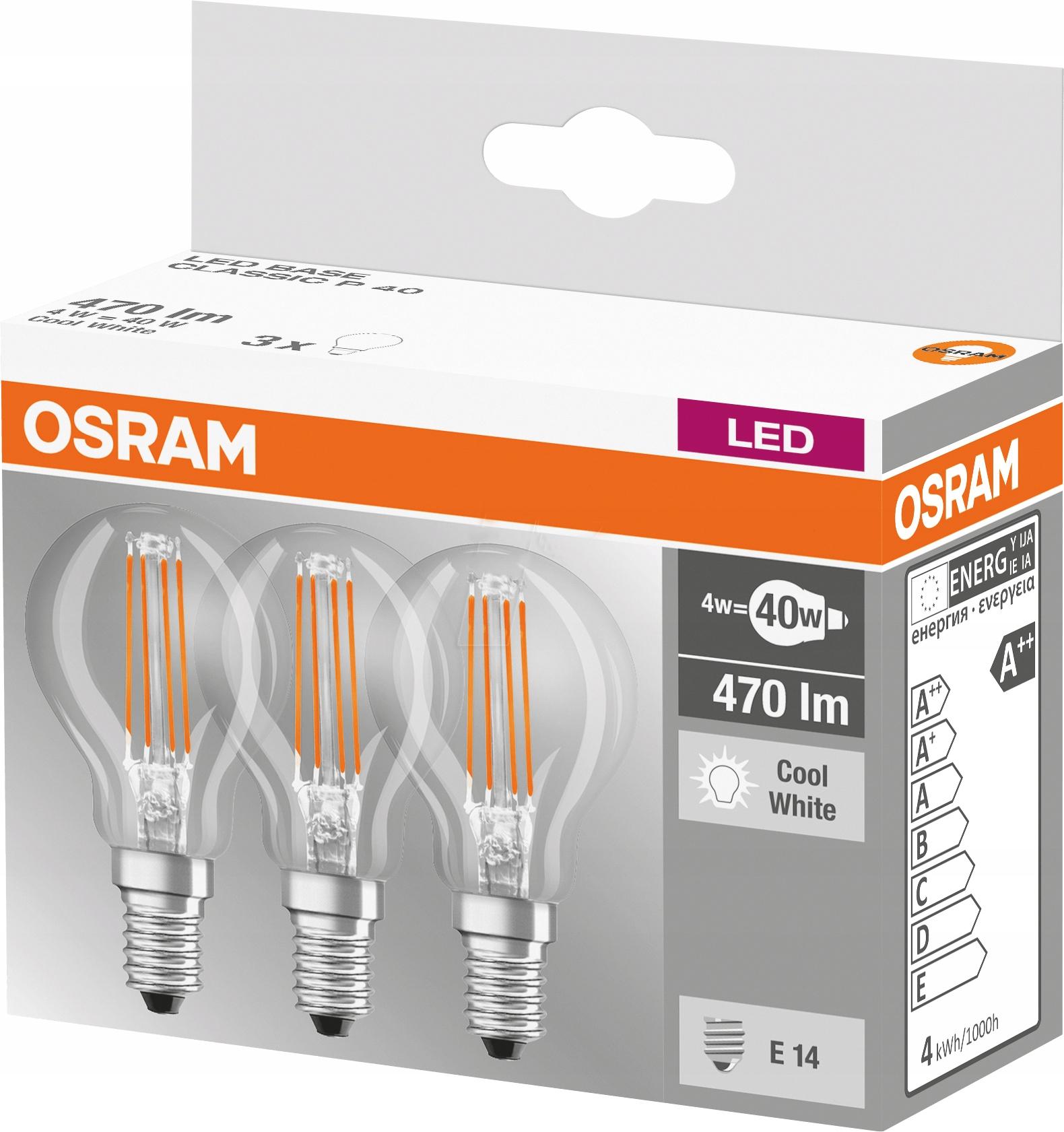 OSRAM Zestaw Żarówka LED E14 4W 470lm 4000K 3PAK - obrazek 4