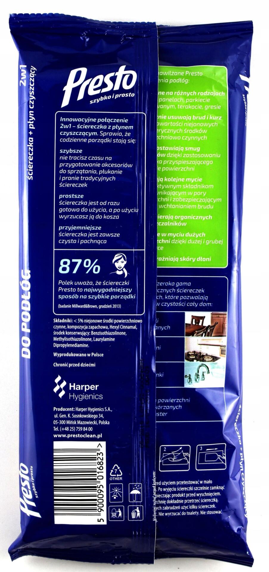 Presto Ściereczki nawilżane do podłóg parkietu paneli 16 sztuk - obrazek 3