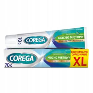 Corega Super Mocny Klej, Krem mocujący do protez zębowych Mocno Miętowy 70g