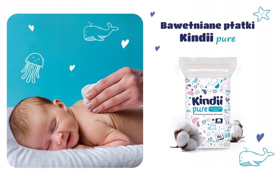 CLEANIC KINDII PŁATKI KOSMETYCZNE NIEMOWLĄT 60 SZT - obrazek 3