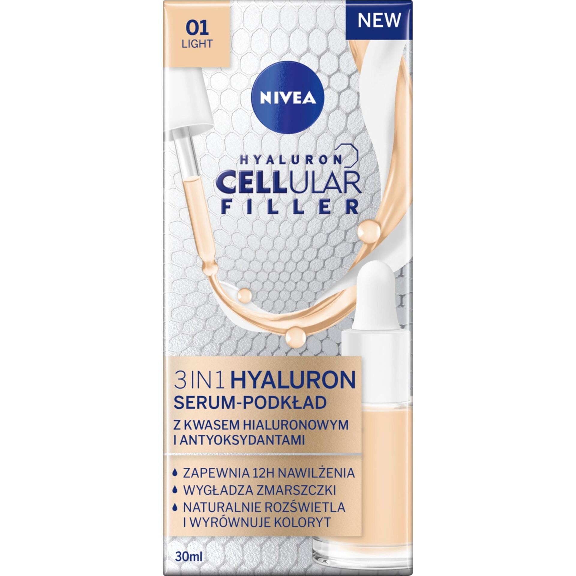 NIVEA HYALURON CELLULAR FILLER 3W1 SERUM-PODKŁAD kolor jasny, 30ml - obrazek 10