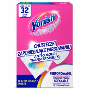 Vanish Chusteczki do Prania Wyłapujące Barwnik 32 prania