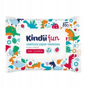 Kindii Fun Nawilżany papier toaletowy zapach truskawki 60 sztuk