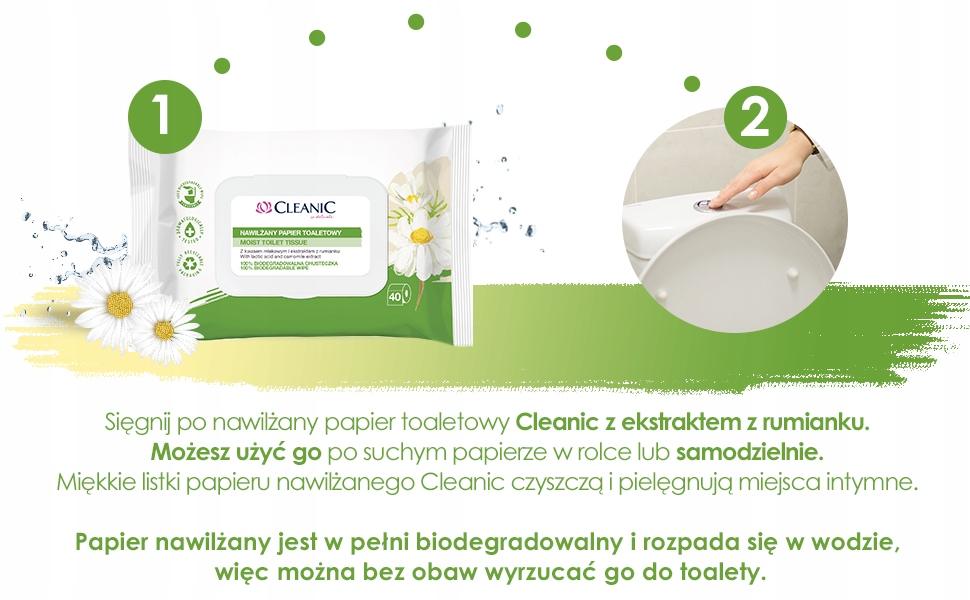 CLEANIC nawilżany papier toaletowy Rumianek 40szt - obrazek 4