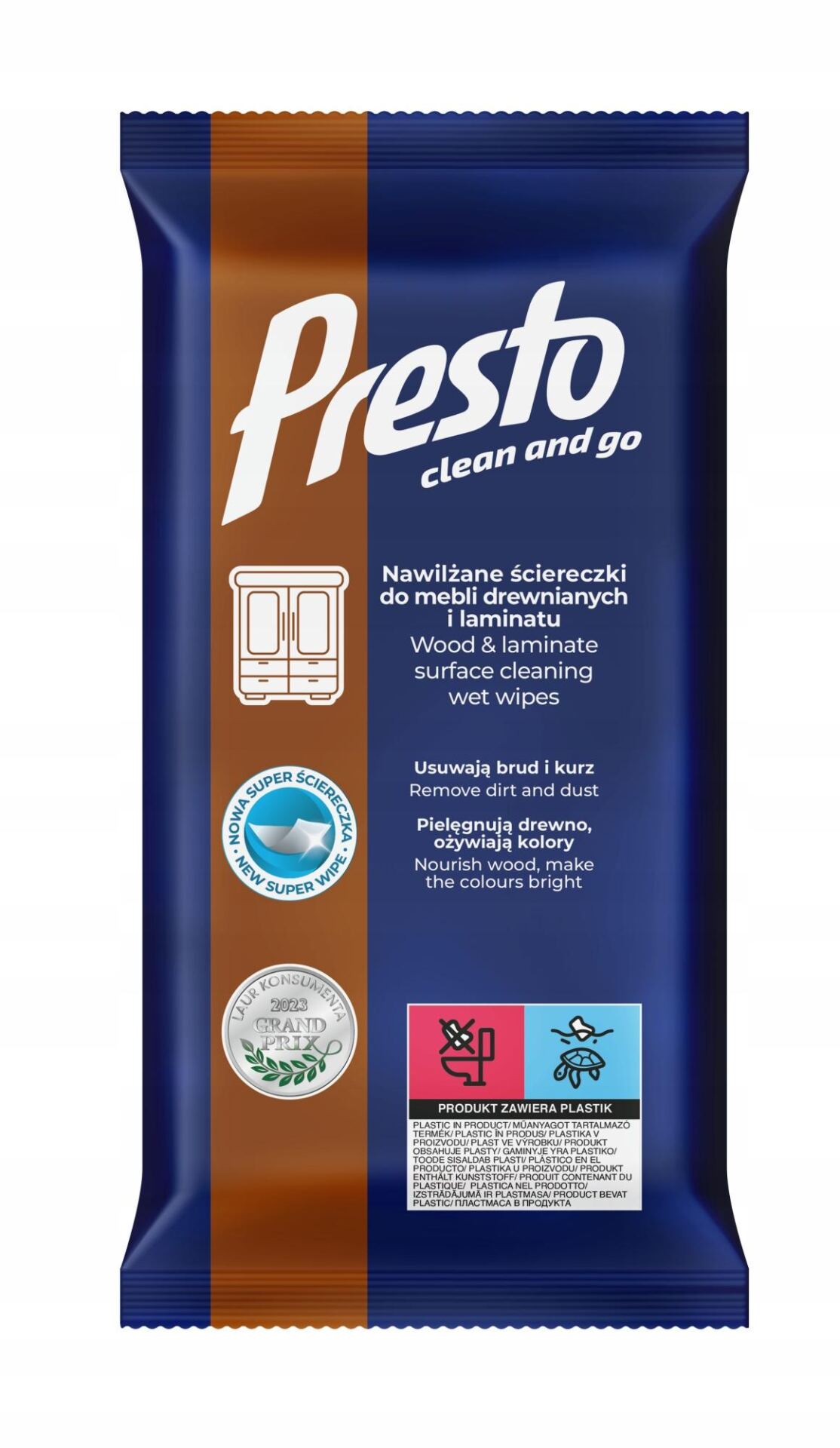 Presto nawilżane ściereczki do mebli drewnianych, 72 szt.