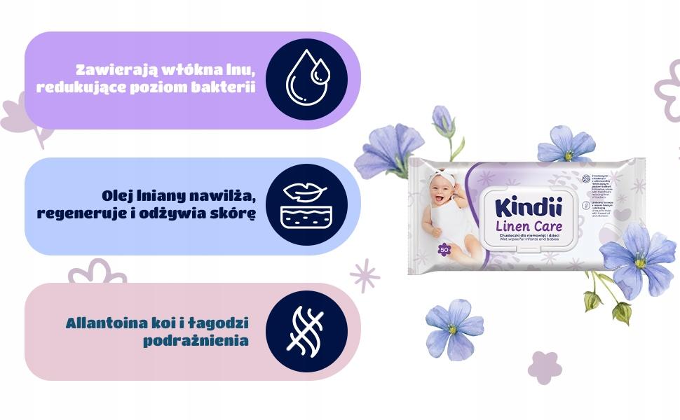 KINDII chusteczki nawilżane dla niemowląt i dzieci 50 sztuk - obrazek 5