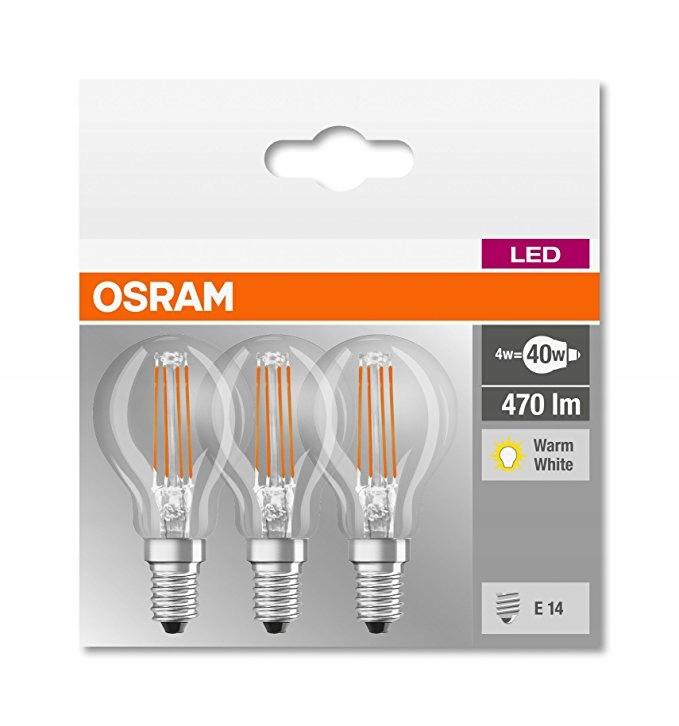 OSRAM Zestaw Żarówka LED E14 4W 470lm 4000K 3PAK - obrazek 6