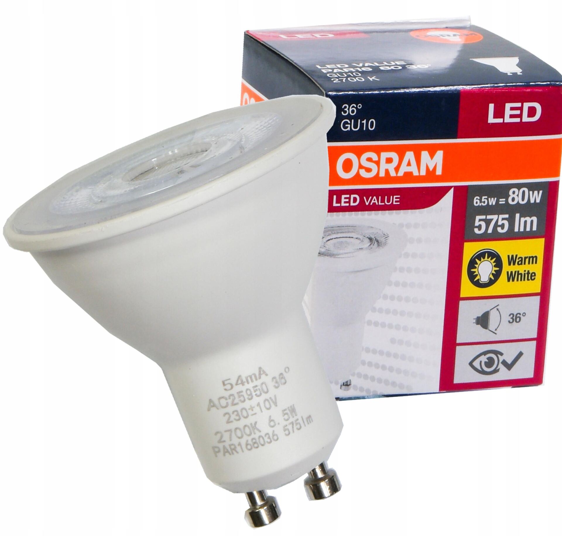 OSRAM Żarówka LED Halogen 6,9W 80W GU10 36s 2700K - obrazek 9