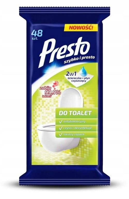PRESTO Ściereczki Nawilżane Do Czyszczenia Toalet WC Dezynfekcja 48 sztuk - obrazek 5