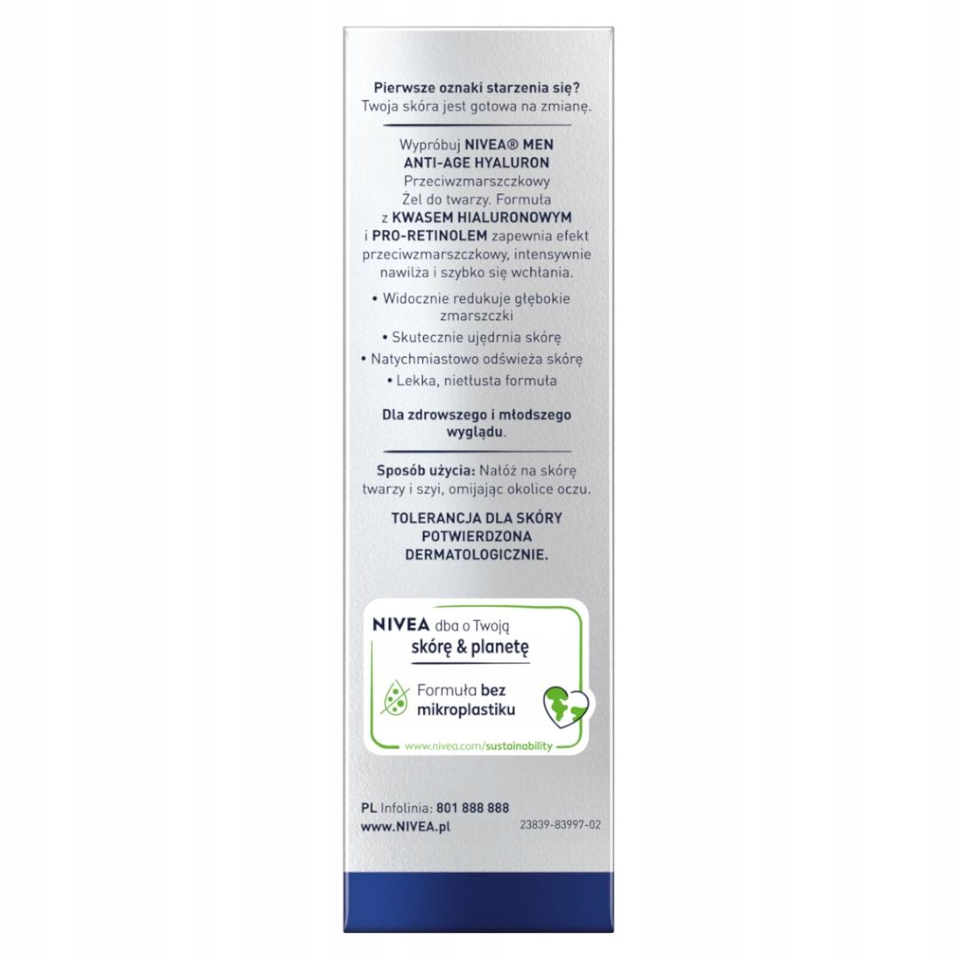 NIVEA MEN HYALURON Przeciwzmarszczkowy Żel do twarzy, 50 ml - obrazek 15