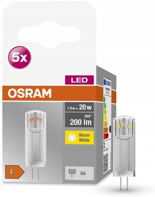 OSRAM ŻARÓWKI LED LEDOWA G4 1.8W=20W 2700K 200LM CIEPŁA BIEL 5 SZTUK - obrazek 7