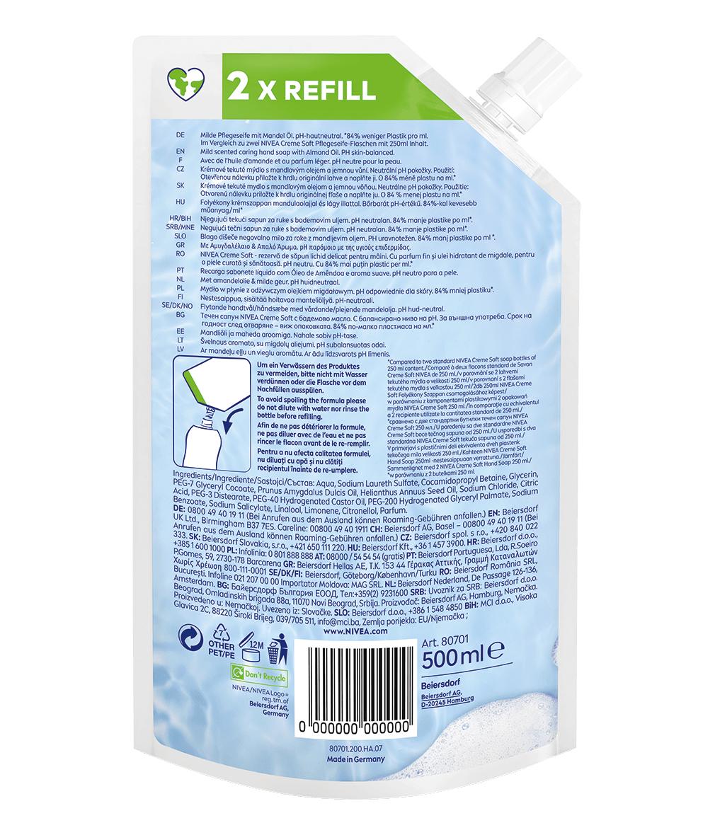 NIVEA KREMOWE MYDŁO W PŁYNIE CREME SOFT 500 ml - obrazek 8