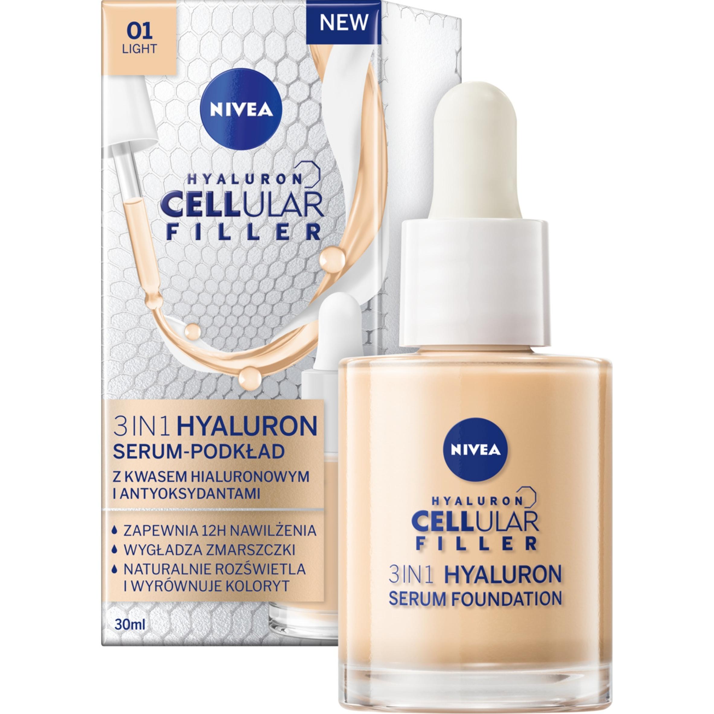 NIVEA HYALURON CELLULAR FILLER 3W1 SERUM-PODKŁAD kolor jasny, 30ml - obrazek 4