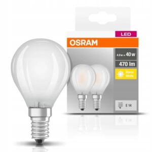 OSRAM ZESTAW 2 SZTUK 呕AR脫WKI LED E14 4W P45 470LM BARWA CIEP艁A KULKA