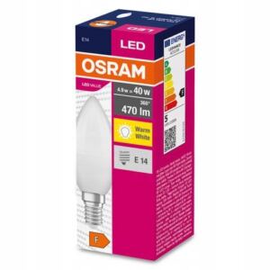 Osram 偶ar贸wka LED E14 4,9W=40W 470lm 2700K CIEP艁A