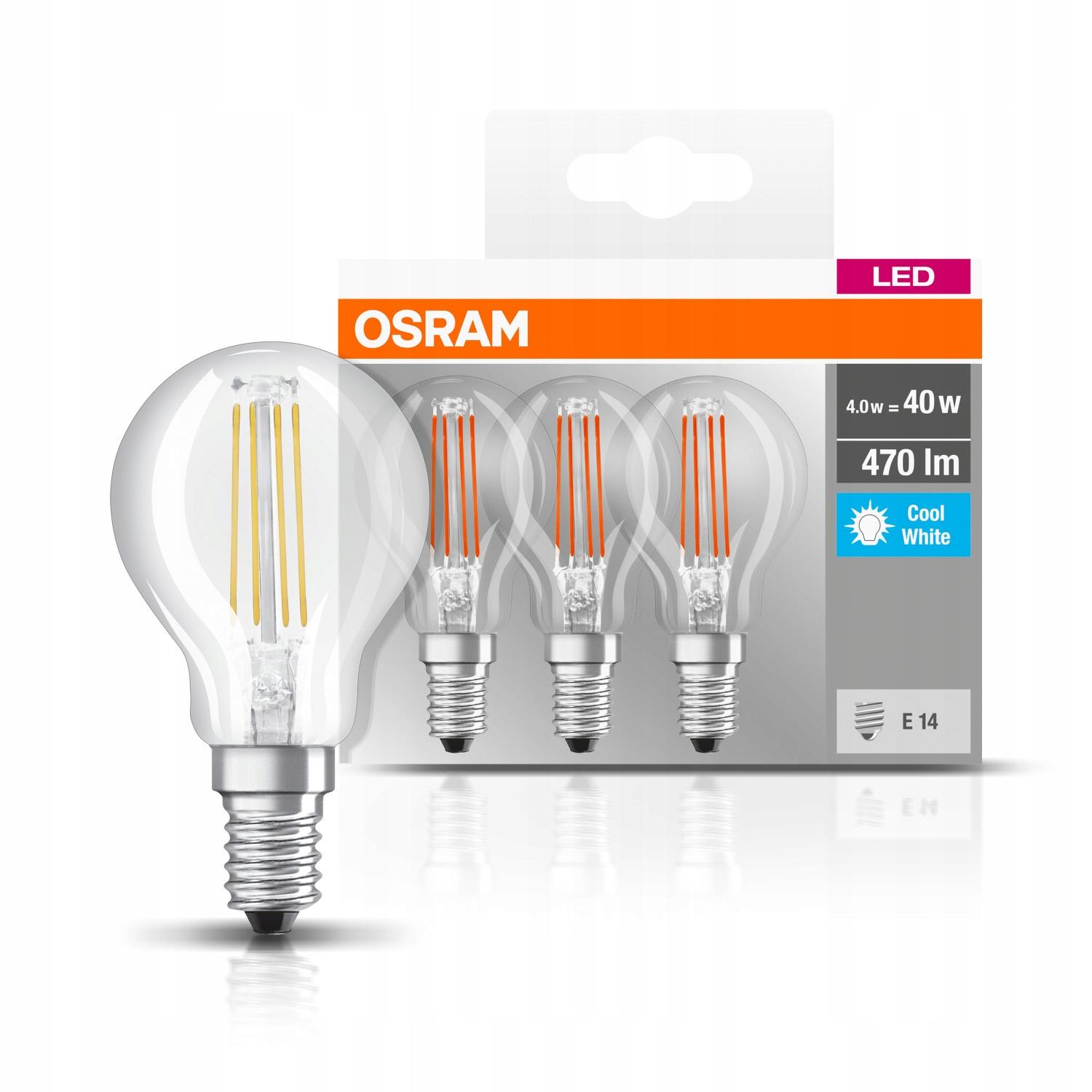 OSRAM Zestaw Żarówka LED E14 4W 470lm 4000K 3PAK - obrazek 8
