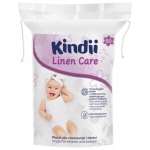 Kindii Linen Care delikatne Płatki kosmetyczne dla niemowląt i dzieci 50szt