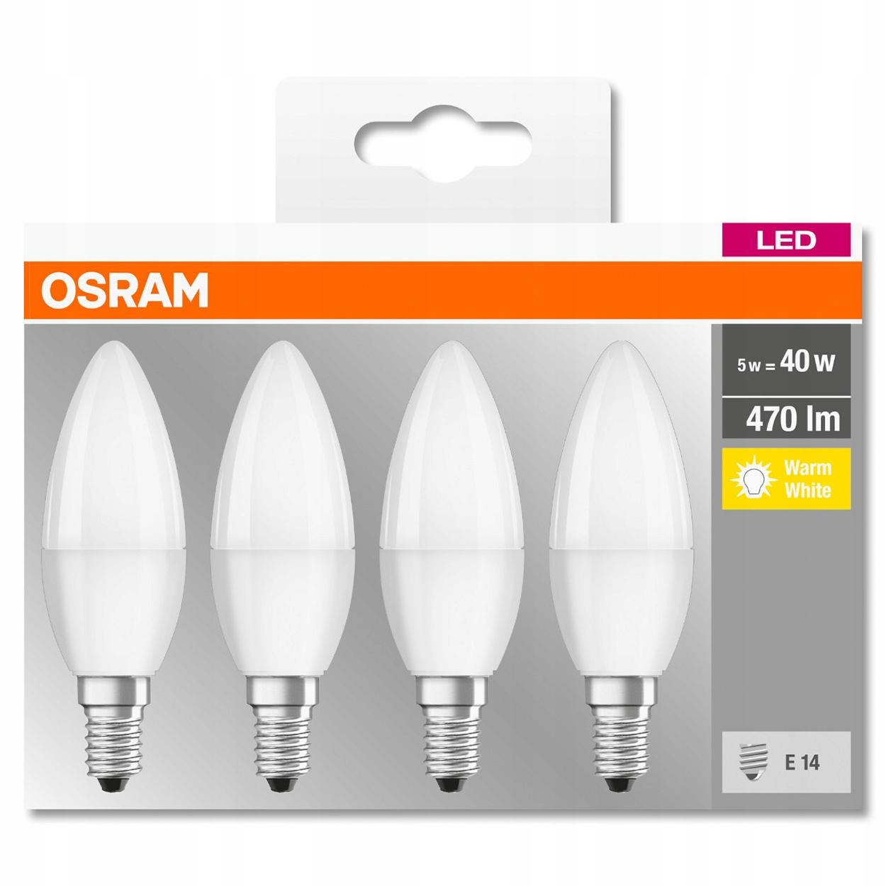 OSRAM Żarówka LED E14 ŚWIECA 4,9W = 40W 2700K 4PAK - obrazek 9