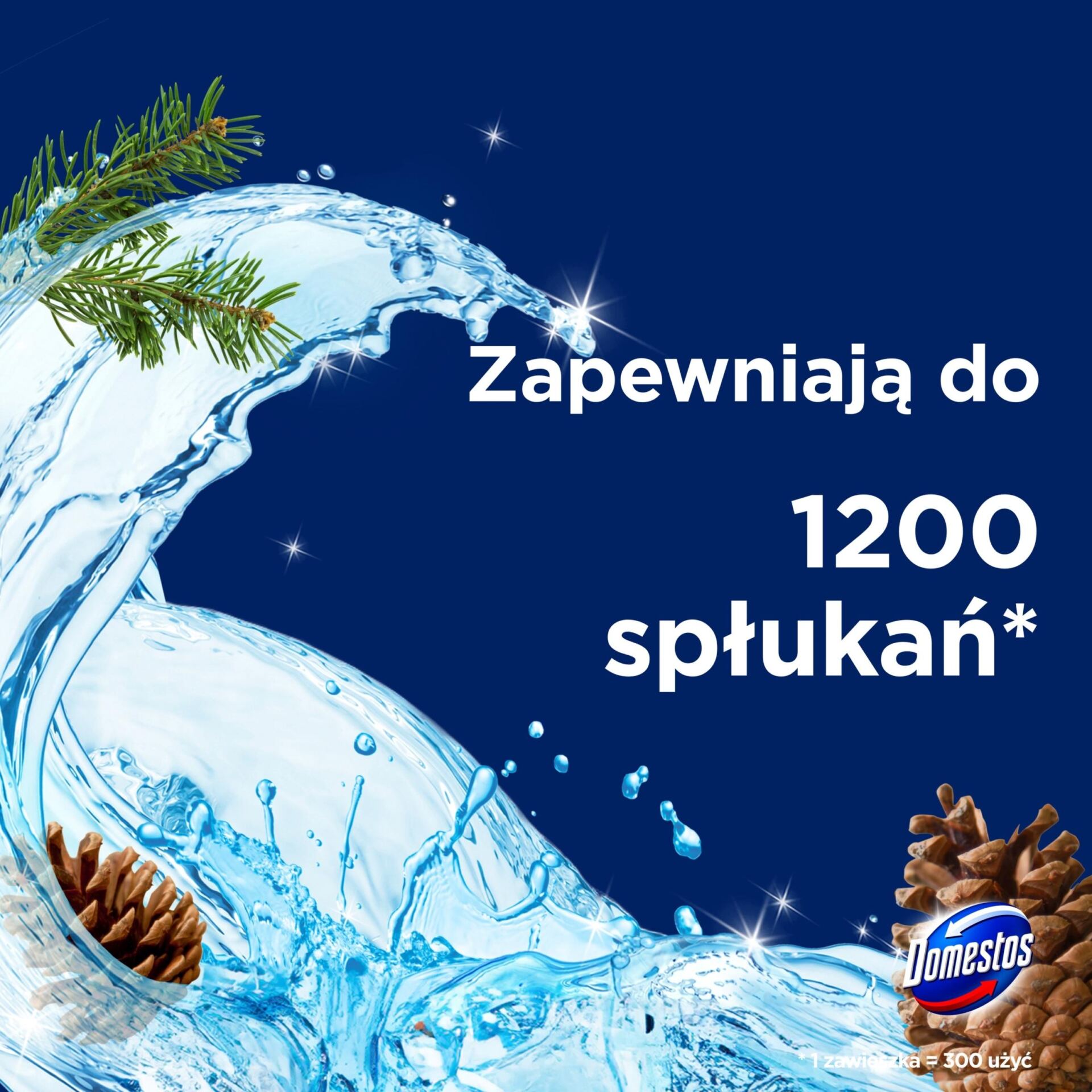 Zawieszka Domestos Power 5 kostka do WC Pełna Moc aż 1200 użyć Pine 4x50g - obrazek 7