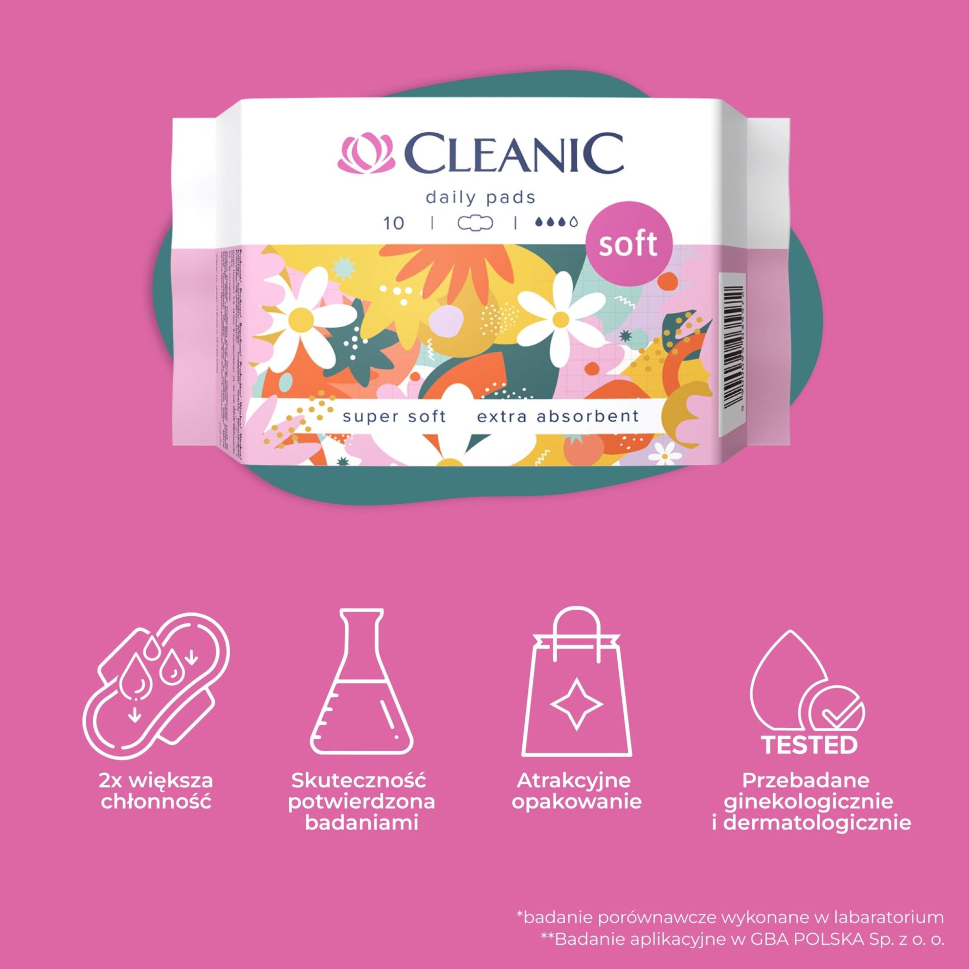 Cleanic Soft Day Podpaski higieniczne 10 sztuk - obrazek 3