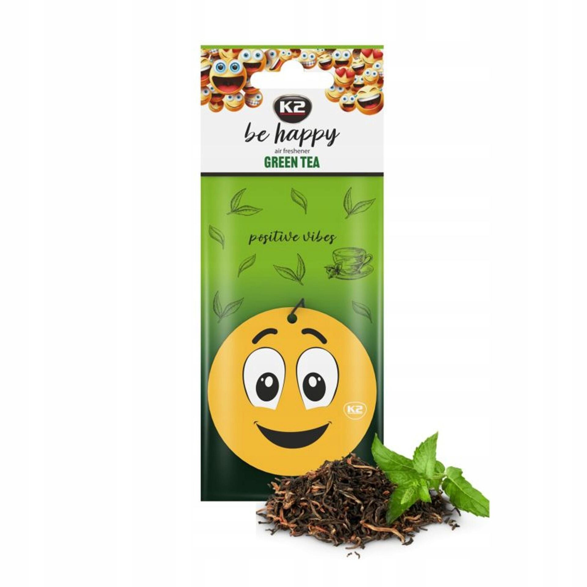 K2 BE HAPPY ZAPACH ODŚWIEŻACZ ZAWIESZKA GREEN TEA - obrazek 2