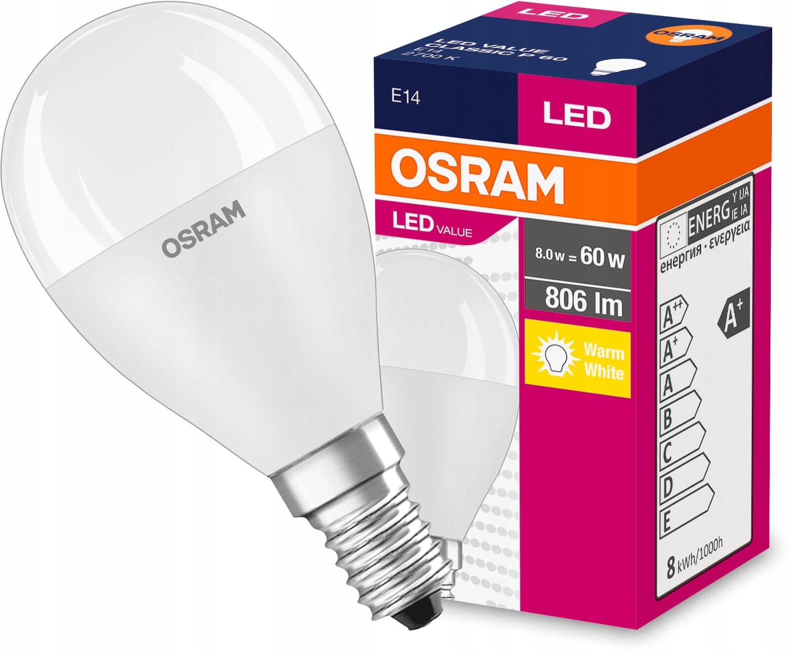 OSRAM Żarówka LED KULKA E14 8W 60W 2700K CIEPŁA - obrazek 7