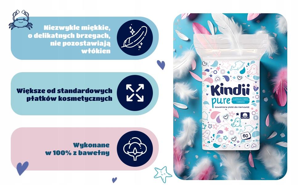 CLEANIC KINDII PŁATKI KOSMETYCZNE NIEMOWLĄT 60 SZT - obrazek 5