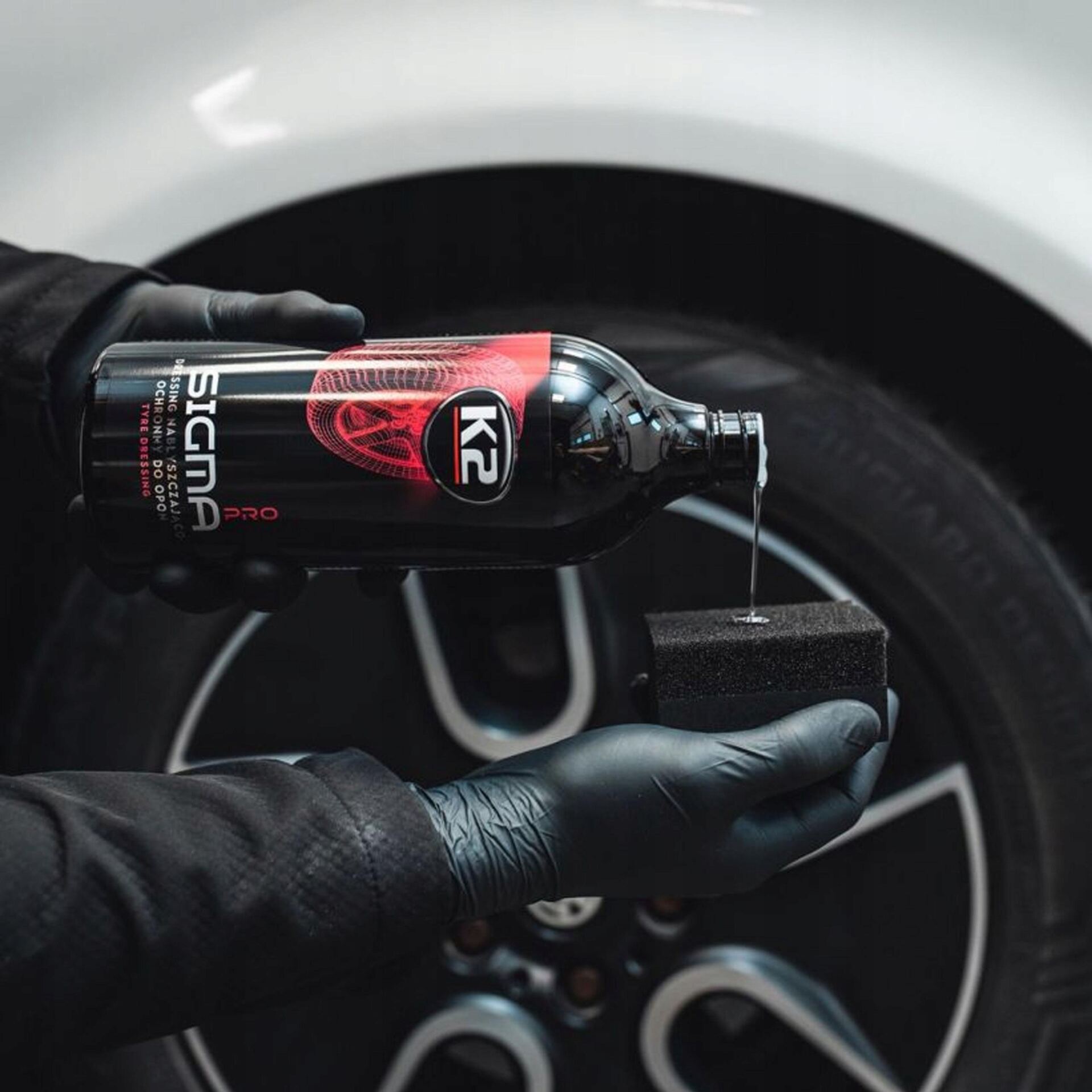 K2 Sigma PRO Żel Nabłyszczająco - Ochronny do Opon Gumy Czernidło 1L D1101 - obrazek 5