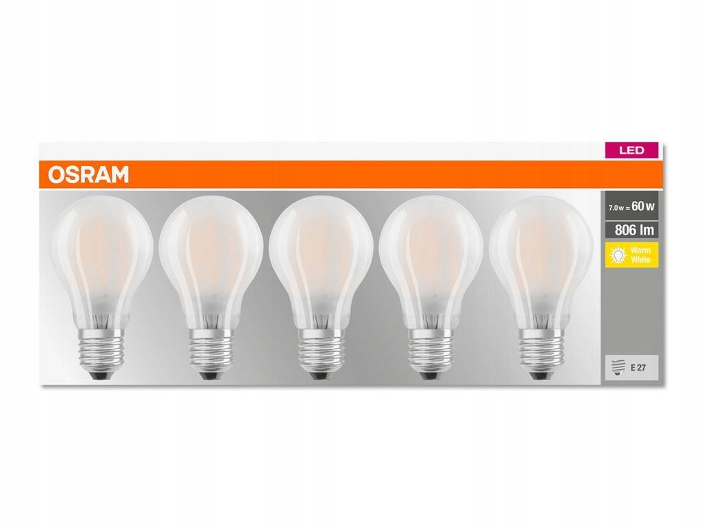 OSRAM 5x Żarówka LED FILAMENT E27 6W = 60W 806lm - obrazek 7