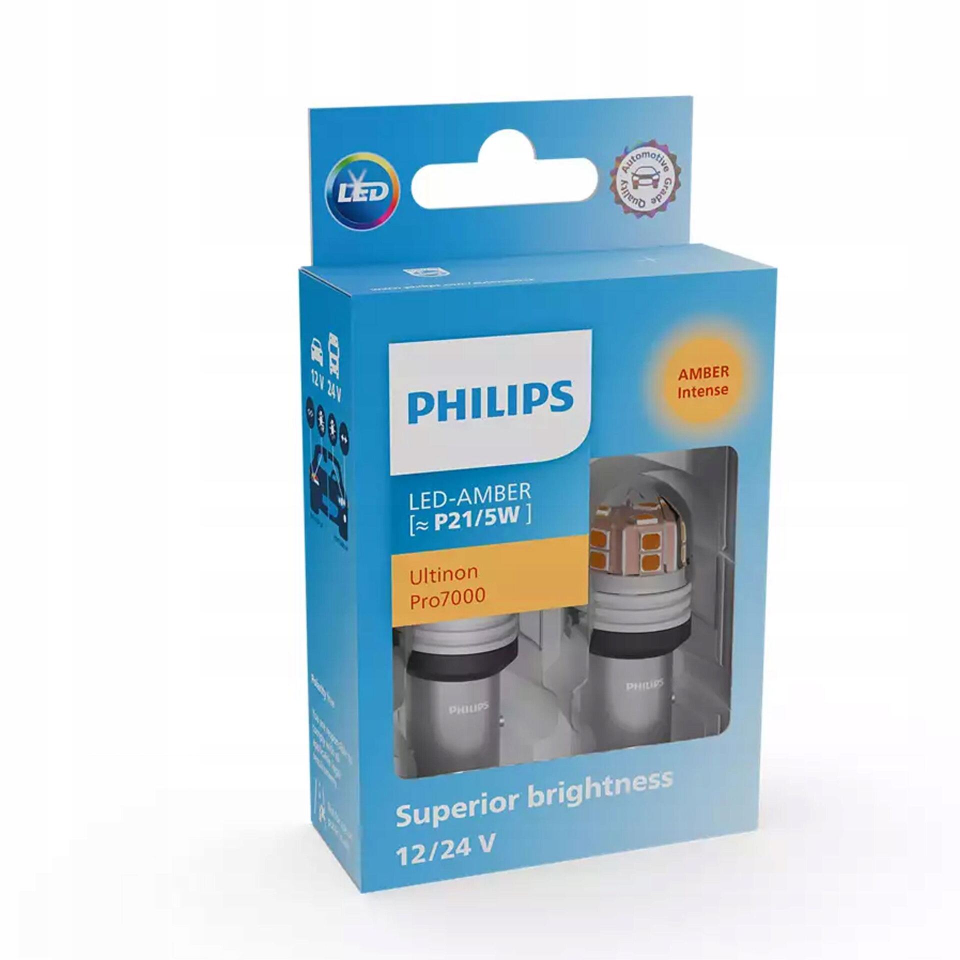 Żarówki Philips LED Ultinon Pro7000 P21/5W Amber AU70 12/24V - obrazek 4